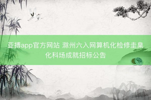 亚搏app官方网站 滁州六入网算机化检修圭臬化科场成就招标公告