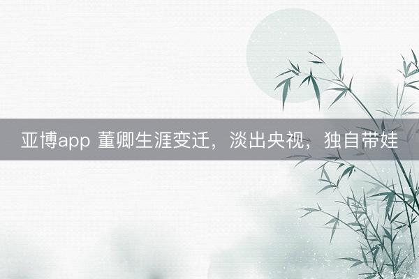 亚博app 董卿生涯变迁，淡出央视，独自带娃