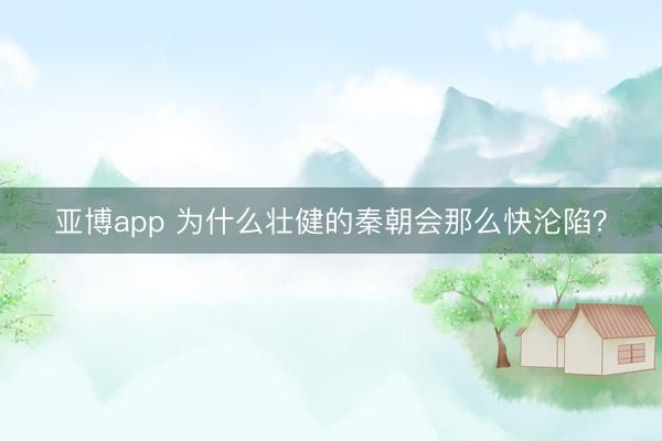 亚博app 为什么壮健的秦朝会那么快沦陷?