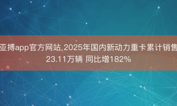亚搏app官方网站 2025年国内新动力重卡累计销售23.11万辆 同比增182%
