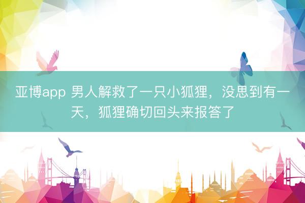 亚博app 男人解救了一只小狐狸,没思到有一天,狐狸确切回头来报答了