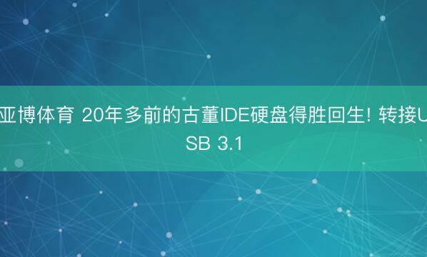 亚博体育 20年多前的古董IDE硬盘得胜回生! 转接USB 3.1