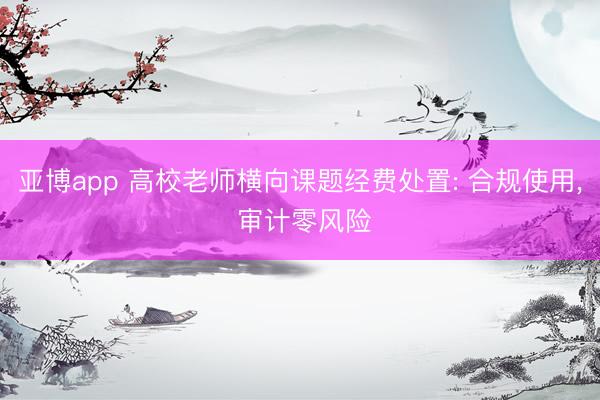 亚博app 高校老师横向课题经费处置: 合规使用, 审计零风险
