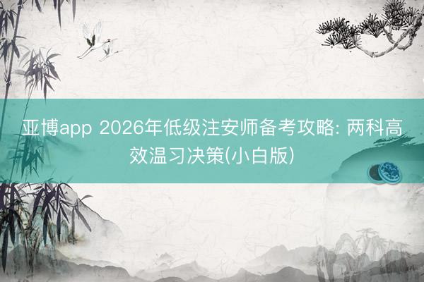 亚博app 2026年低级注安师备考攻略: 两科高效温习决策(小白版)
